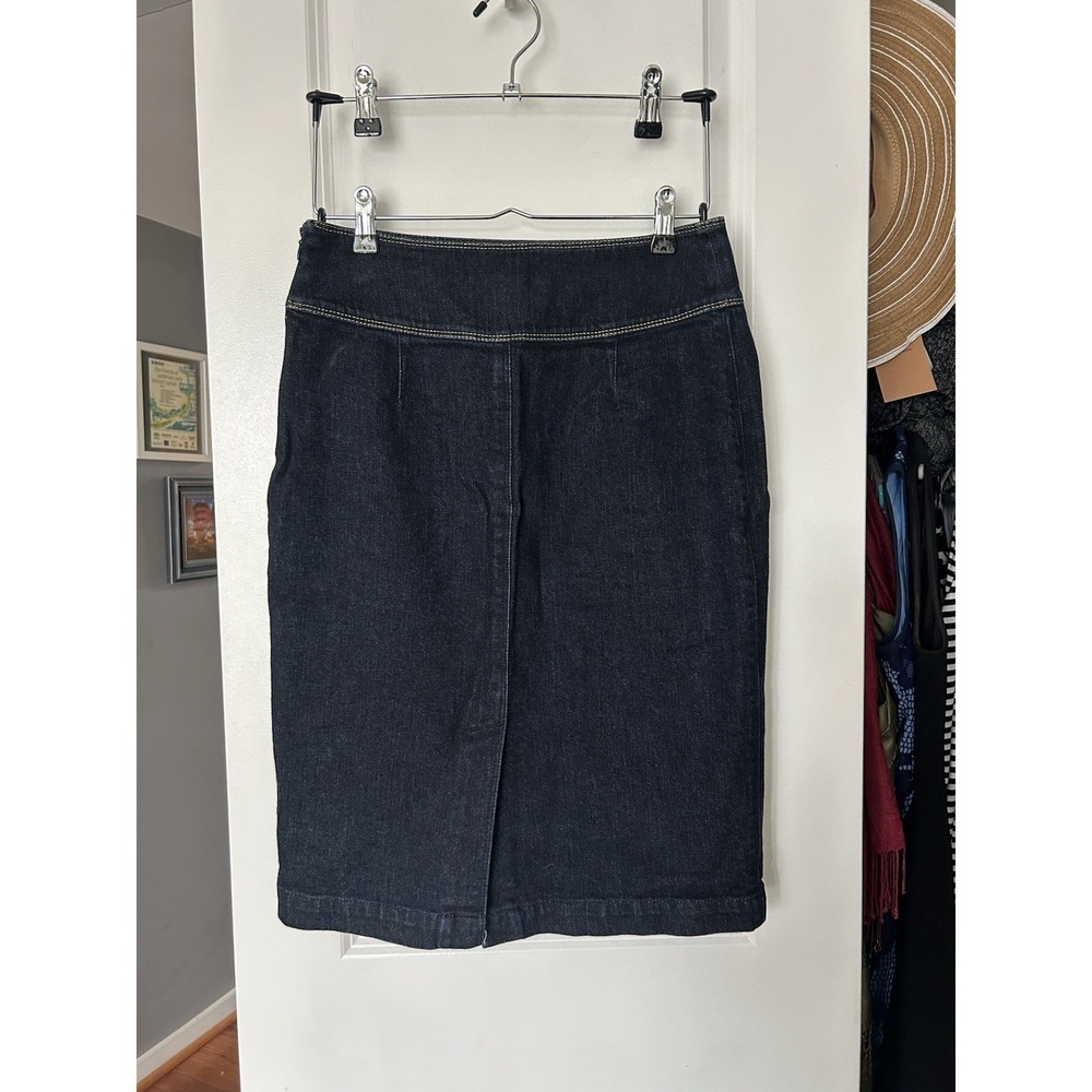 Lauren Ralph Lauren Denim Jean Skirt Womens Dark Wash Pencil Cotton Stretch Sz 4 - Picture 2 of 5